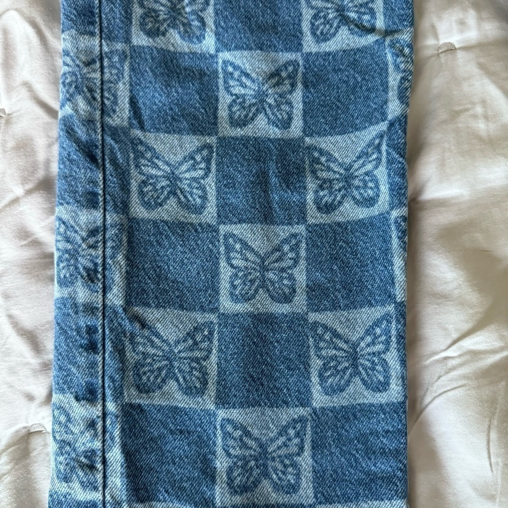 PacSun Eco Butterfly Checkerboard Low Rise Straight Leg Jeans size 26 - Picture 4 of 8